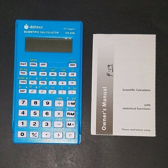 Datexx Other - Datexx Blue Scientific Calculator DS-638 C w/ Statistical Function Manual TESTED